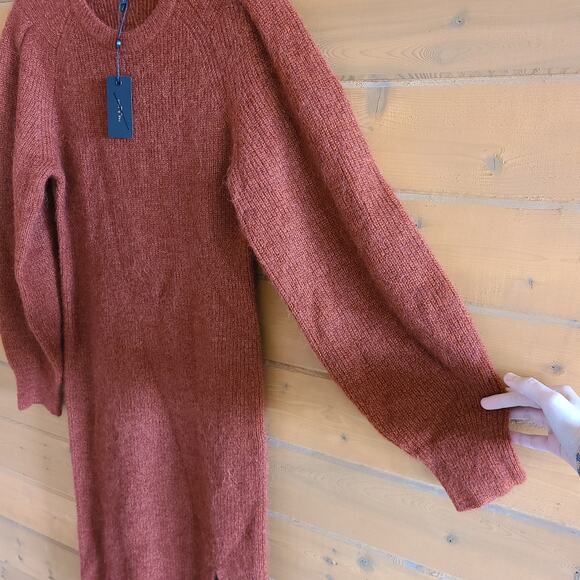Rag & Bone Liana Dress Rust Sweater Midi Merino Wool Alpaca Blend NWT Large Boho - Picture 5 of 5